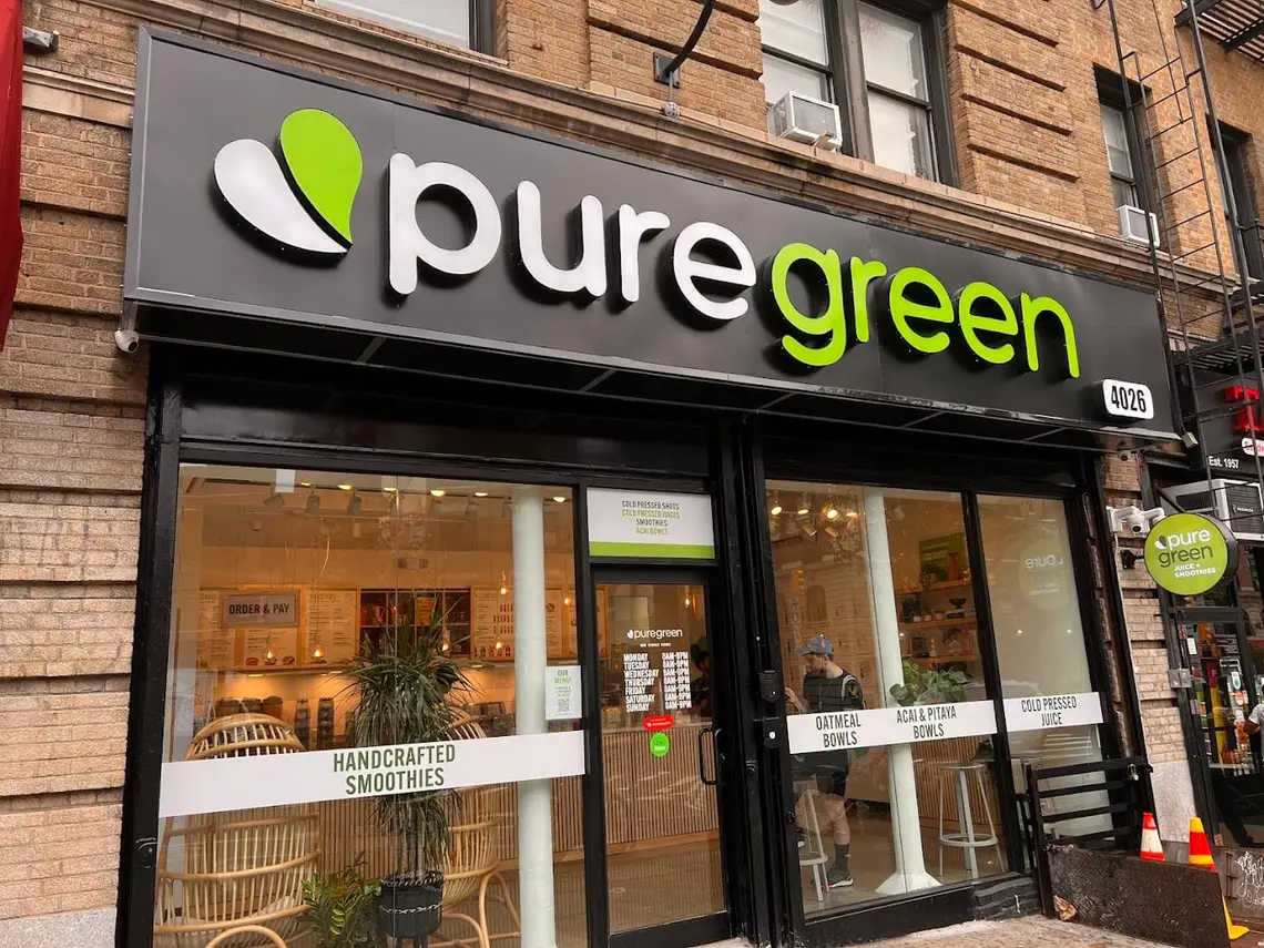 Pure Green Washington Heights shopfront on Broadway