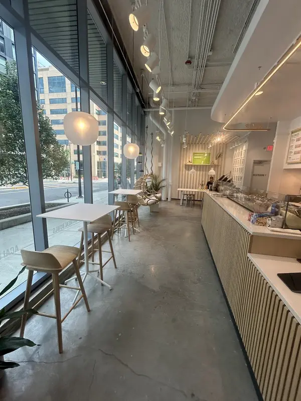 Interior seating and pickup counter at Pure Green Capitol Square