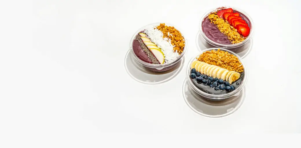 Acai bowls with fruit and toppings from the Pure Green menu