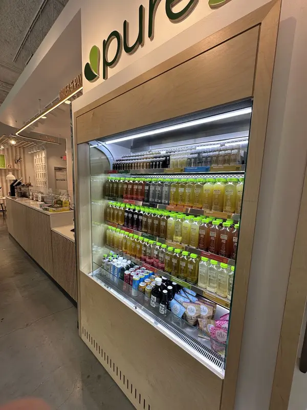 Grab-and-go juice fridge at Pure Green Capitol Square