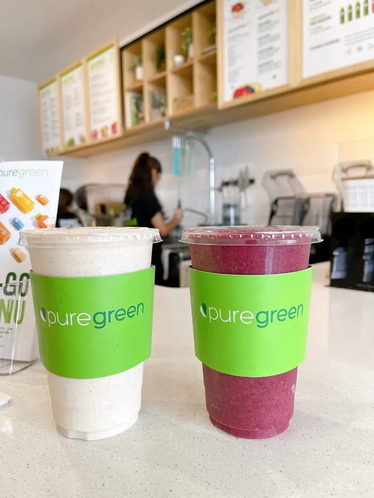 Two smoothies on the counter at Pure Green Princeton