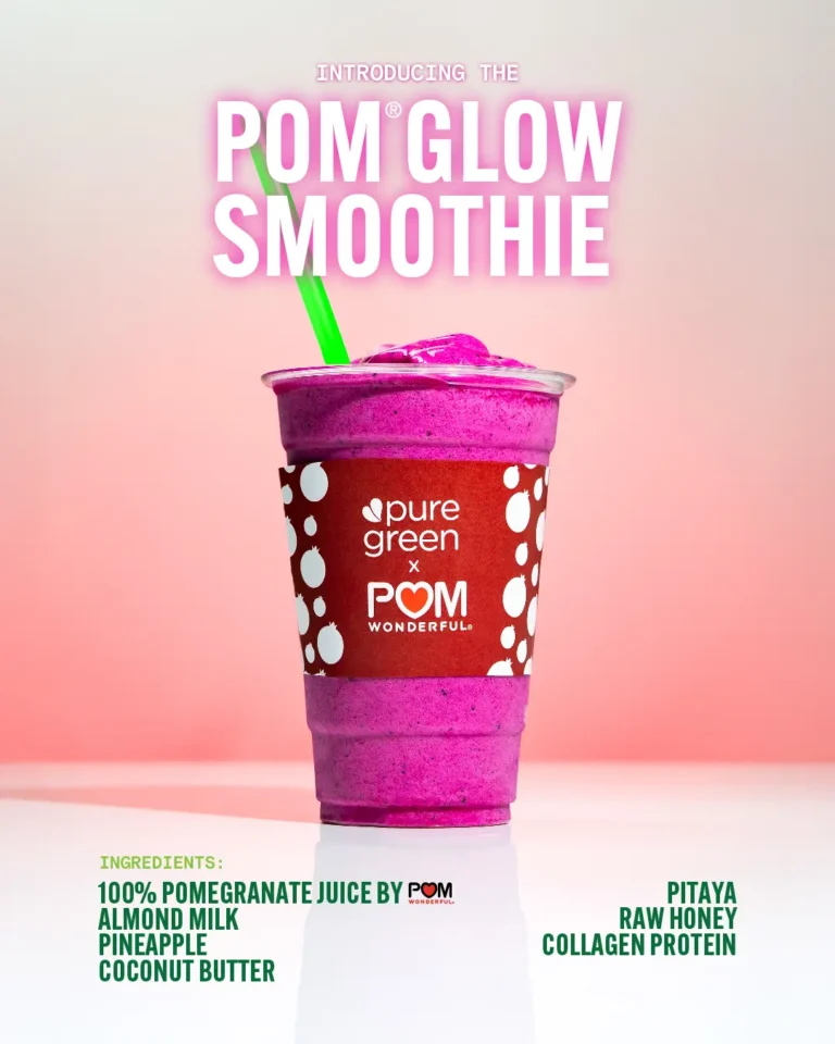 PURE GREEN PARTNERS WITH POM WONDERFUL TO UNVEIL NEW POM® GLOW SMOOTHIE