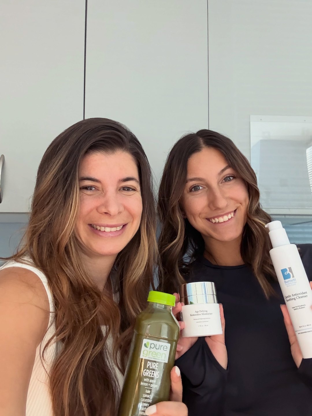 Guests with Pure Green smoothies and wellness products at the Garden Shops store
