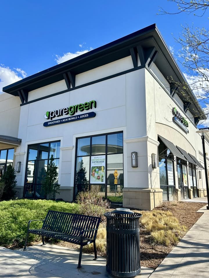 Pure Green Fort Collins storefront at Front Range Village on a sunny day