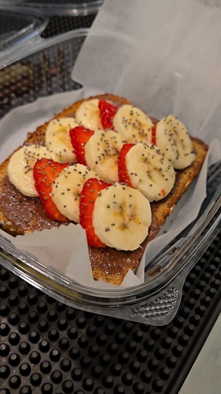 Strawberry and banana chia toast to-go from Pure Green Mission Viejo