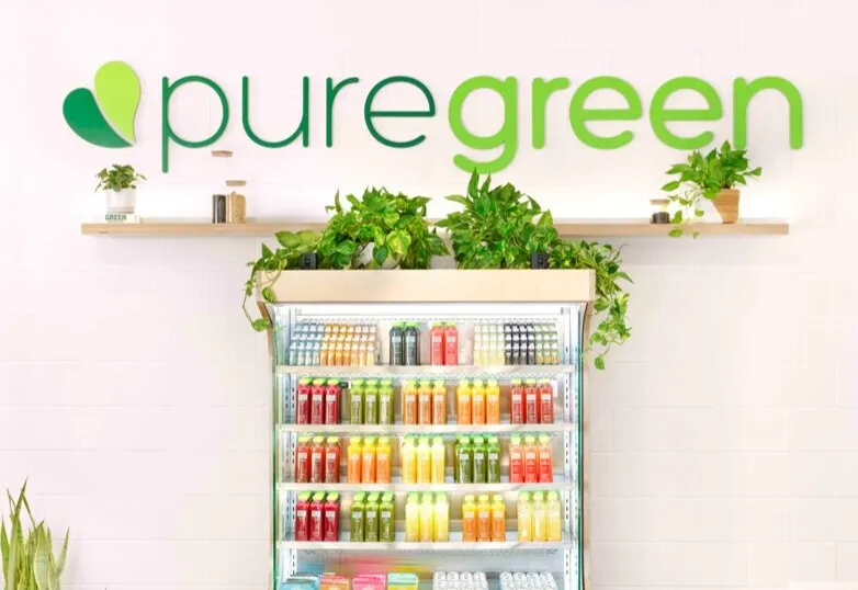 pure green franchise inside of the store bar