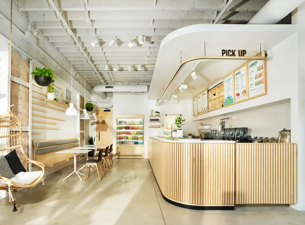 pure green juice and smoothie bar franchise inside of the store