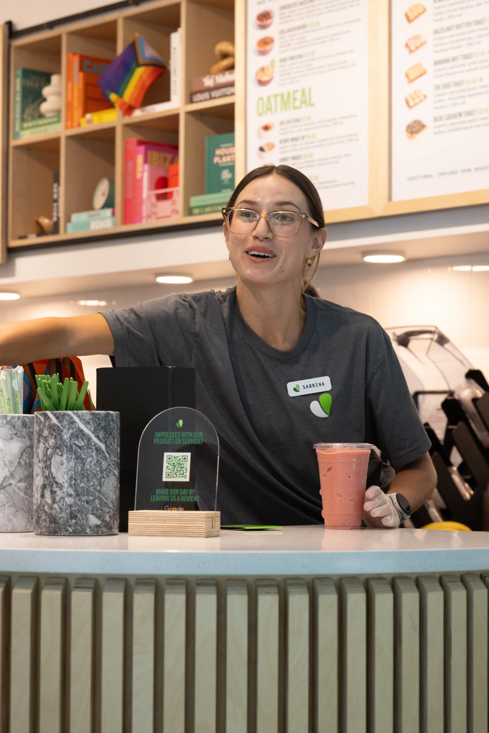 Crew inside the juice bar