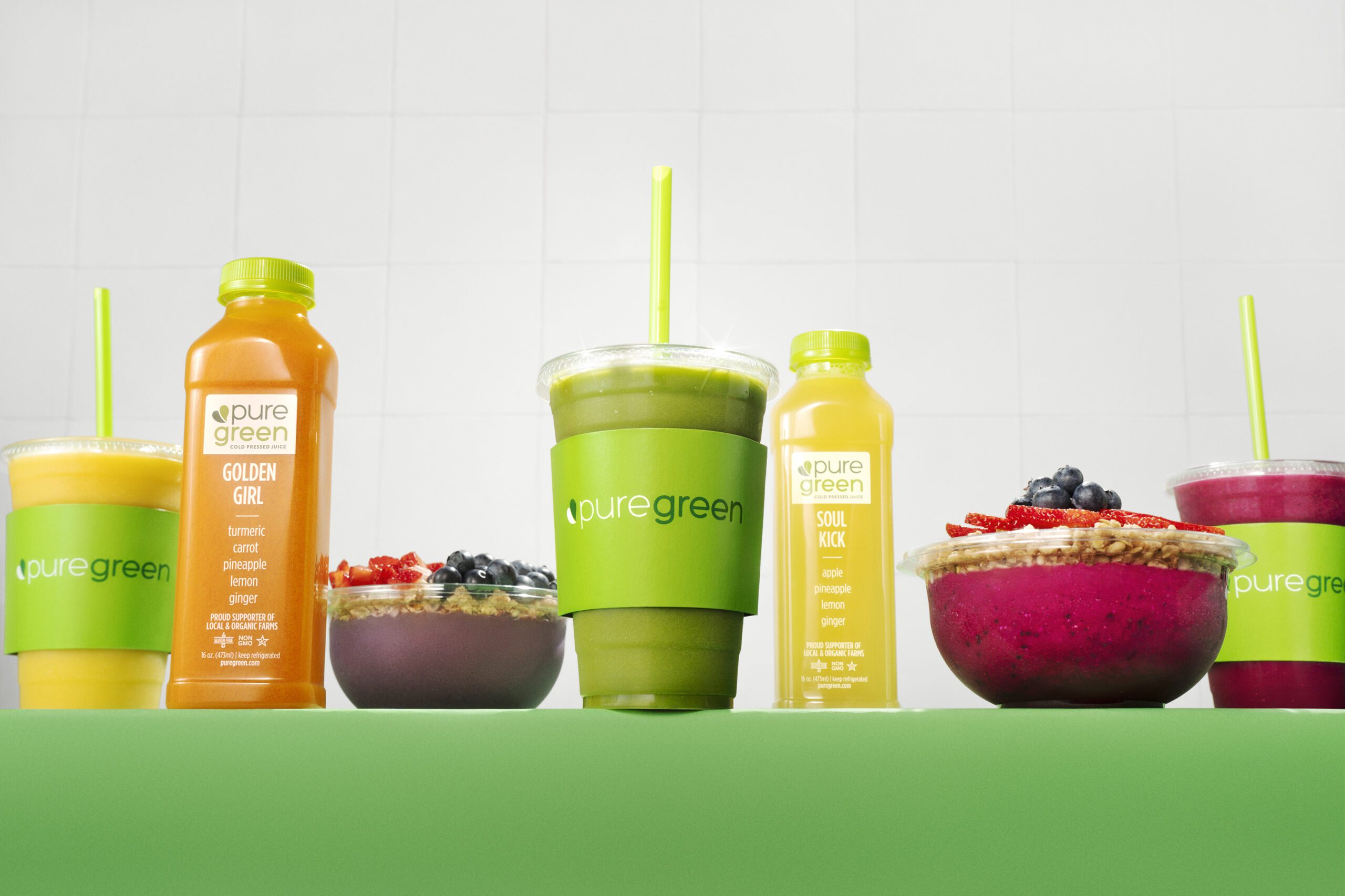 Pure Green cold-pressed juice products